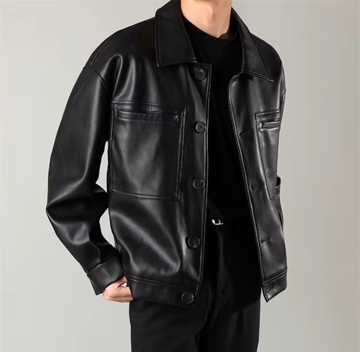 Veste bomber en simili cuire homme