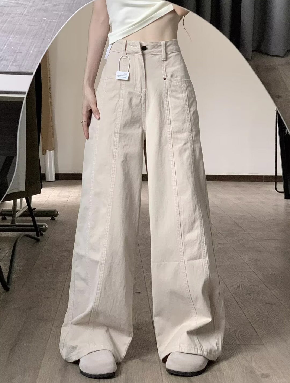 Pantalon beige femme