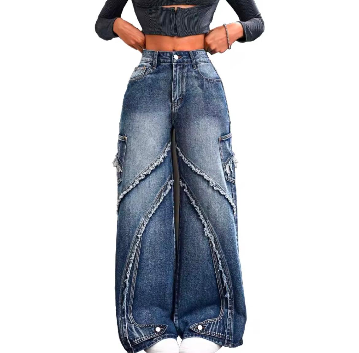 Jean baggy texturé pour femme