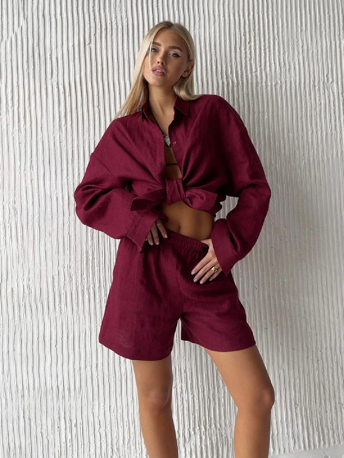 Ensemble short et chemise manche longue